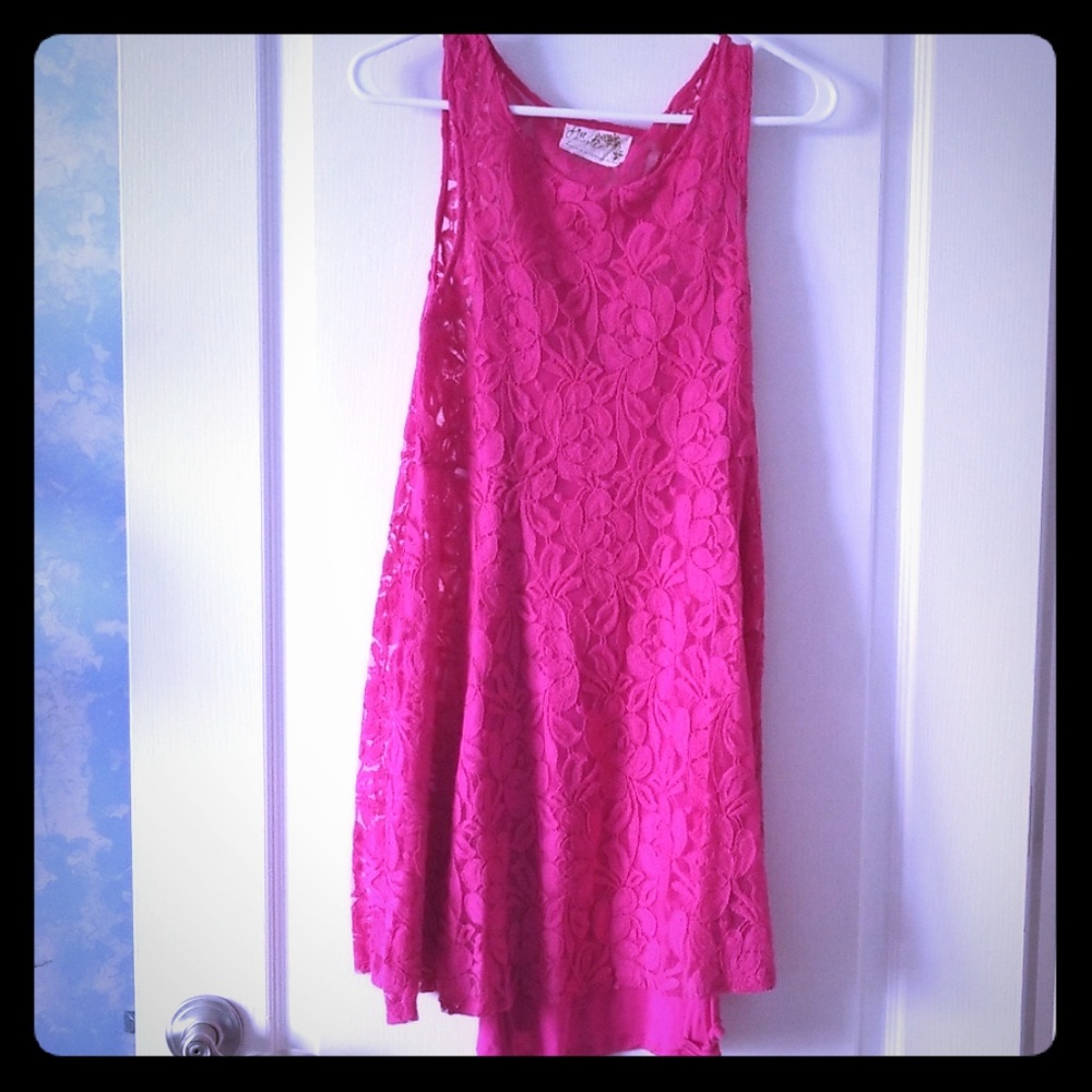 FREE PEOPLE MAGENTA FLORAL LACE DRESS